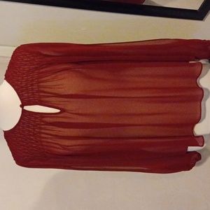 Victoria's Secret Burgundy Sheer Blouse